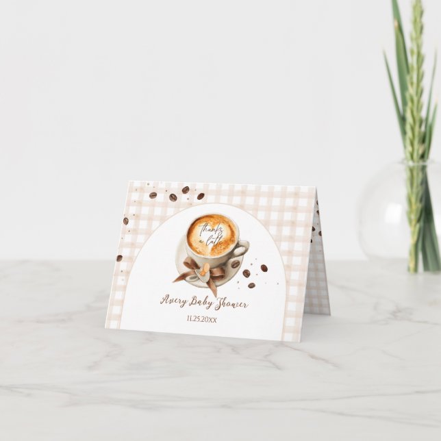 Cartão De Agradecimento Baby is Brewing Coffee Bean Theme Baby Shower (Frente)