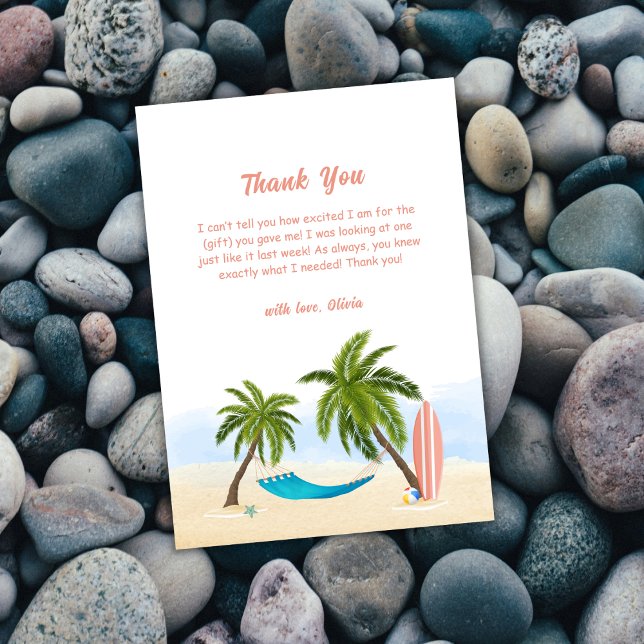 Cartão De Agradecimento Baby On Conselho Beach Surfing Chá de fraldas (Baby On Board Beach Surfing Baby Shower Thank You Card)