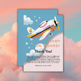 Cartão De Agradecimento Baby on Conselho Modern Aviation Airplane Chá de f