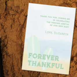 Cartão De Agradecimento Baby On Conselho Surfing Beach Watercolor Chá de f