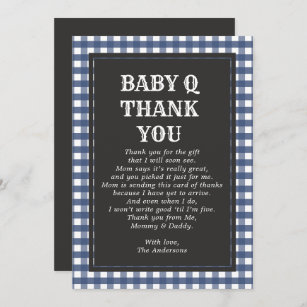 Cartão De Agradecimento Baby Q Barbeque Russo Country Marinho