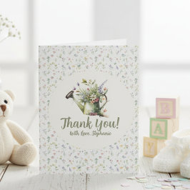 Cartão De Agradecimento Baby Shower Thank You Card - Floral Watering Can