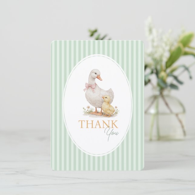 Cartão De Agradecimento Baby Shower Thank You Cards Goose and Gosling. (Em pé/Frente)