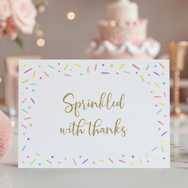Cartão De Agradecimento Baby Sprinkle Rainbow Dourado (Criador carregado)