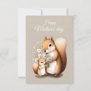 Cartão De Agradecimento Baby Squirrel Celebra Dia de as mães com Amor