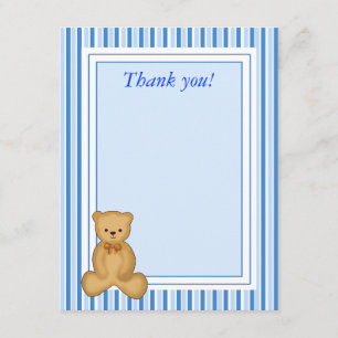 Cartão De Agradecimento BABY TEDDY BEAR BLUE Strike Flat Obrigado