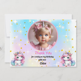 Cartão De Agradecimento Baby Unicorn Birthday Thank You Cards!