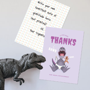 Cartão De Agradecimento Babysaurus T-rex Roxo