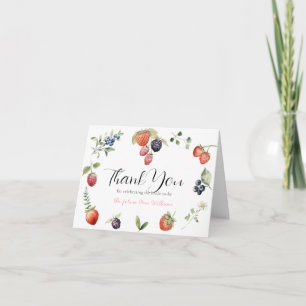 Cartão De Agradecimento Baga Apaixonada Chuva de Noiva Aquarela Frutas
