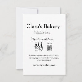 Cartão De Agradecimento Bagaço de padaria adiciona ingredientes feitos com