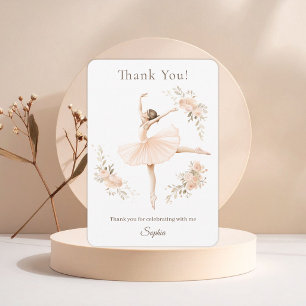 Cartão De Agradecimento Bailarina Personalizada Aniversário Bege Floral 