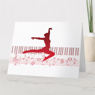 Cartão De Agradecimento Bailarino de ballet em um teclado