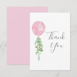 Cartão De Agradecimento Balão Cor-de-Água Rosa Eucalyptus Greenerescência