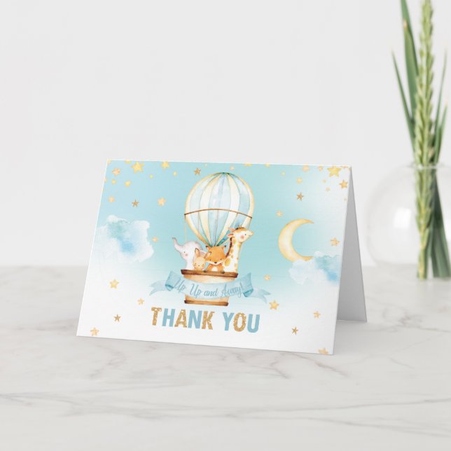 Cartão De Agradecimento Balão de Ar Quente Cachorro de Whimsso Aniversário (Frente)