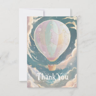 Cartão De Agradecimento Balão de Ar Quente do Rainbow Elegante