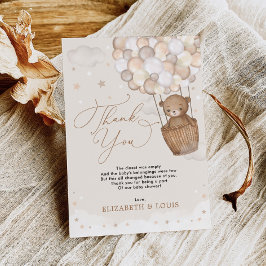 Cartão De Agradecimento Balão de Ar Quente do Urso de Teddy