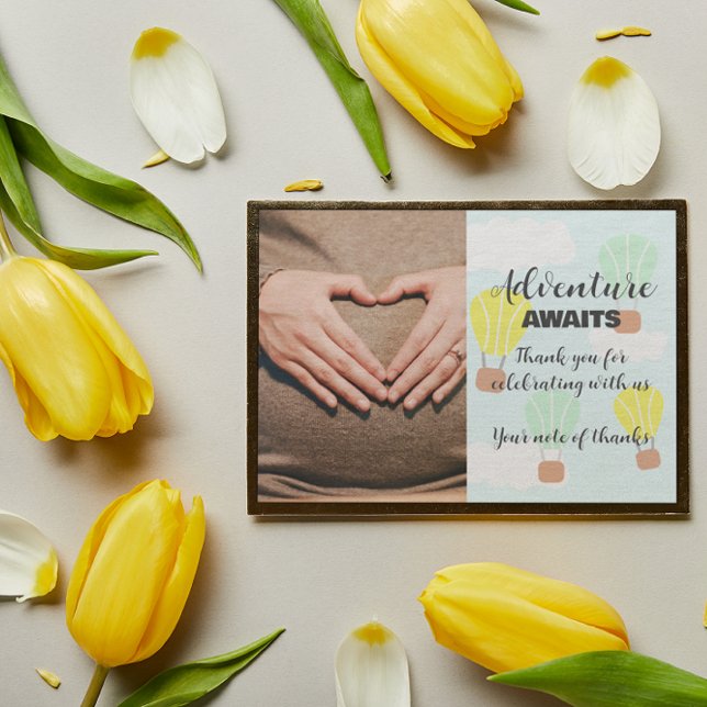 Cartão De Agradecimento Balão de ar quente Sexo Chá de fraldas neutro (Criador carregado)