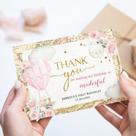 Cartão De Agradecimento Balão de Ar Rosa Não é um aniversário maravilhoso?