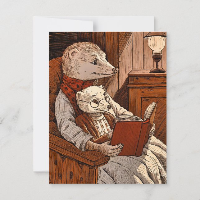 Cartão De Agradecimento Balas lendo um livro (Frente)