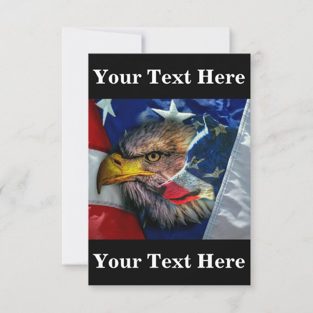 Cartão De Agradecimento Bald Eagle Wolf American Flag (Frente)