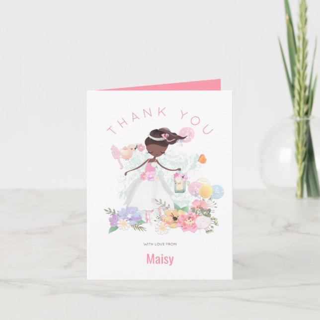 Cartão De Agradecimento Balé Whimssic Dançer Rosa Florals Girl (Frente)