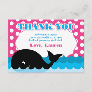 Cartão De Agradecimento Baleia bonito, obrigado das bolinhas você cartõe