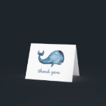 Cartão De Agradecimento Baleia marinho azul-aquarela. Aniversário de crian<br><div class="desc">Cartões de agradecimentos de aniversário de criança de baleia marinho azul-aquarela. Entre em contato comigo se precisar de itens adicionais.</div>