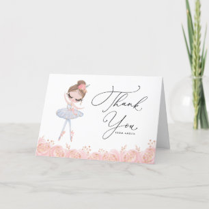 Cartão De Agradecimento Ballerina em White Dress Floral Birthday