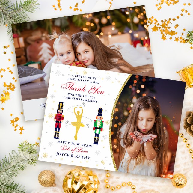 Cartão De Agradecimento Ballerina Nutcracker 2 Foto de Natal Mágico (Criador carregado)