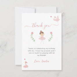 Cartão De Agradecimento Ballerina Pink Pastel Cujo Aniversário É