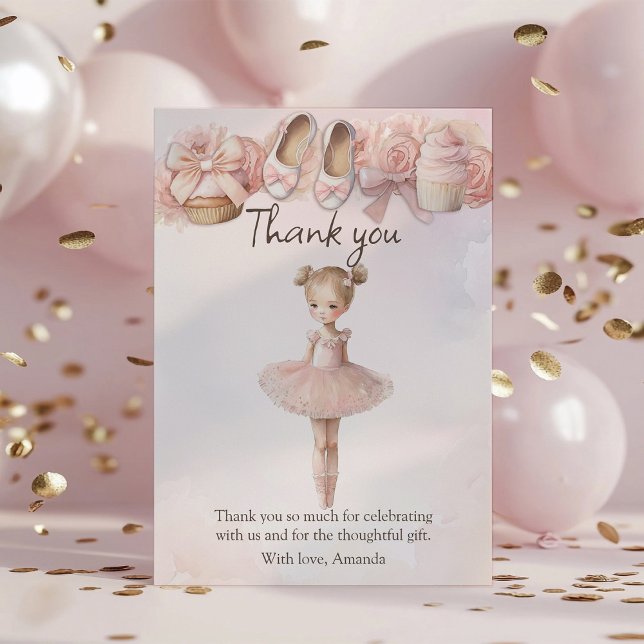 Cartão De Agradecimento Ballerina rosa doce (Criador carregado)