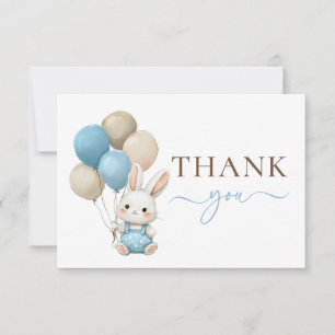 Cartão De Agradecimento Balões de Coelho Bonito   Chá de fraldas Blue Boy
