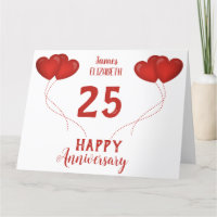 Balões de coração do 25 de aniversário de casament