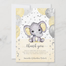 Cartão De Agradecimento Balões de Elefante Amarelo-Cinto