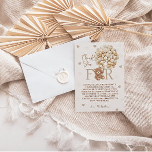 Cartão De Agradecimento Balões de Urso de Pelúcia Marrom Baby Shower