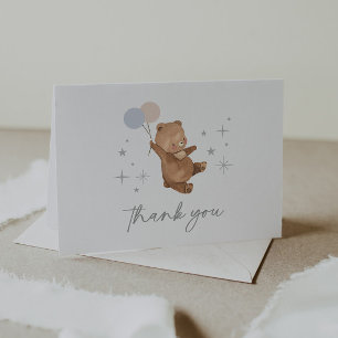 Cartão De Agradecimento Balões de Urso de Teddy - Revelação de Gênero - Ca