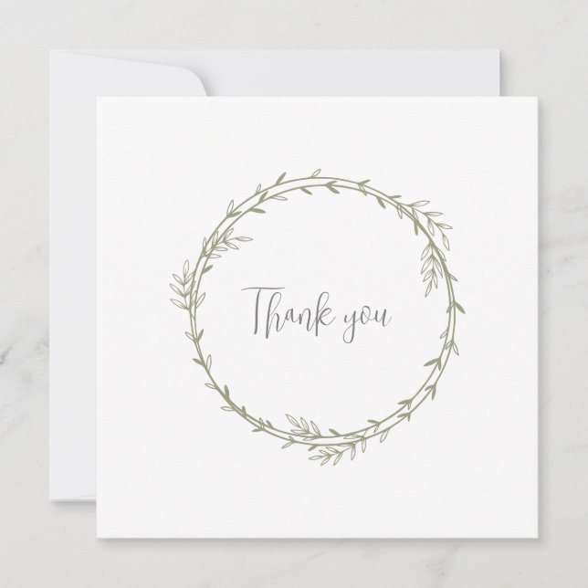 Cartão De Agradecimento Bamboo Boho Folha Botânica Verde Soft Elegante (Frente)