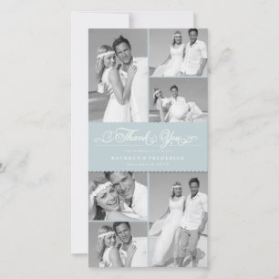 Cartão De Agradecimento Banda 6 Foto Chic Casamento Azul Elegante