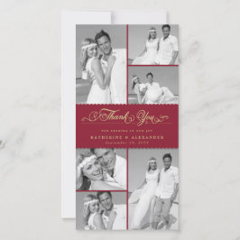 Cartão De Agradecimento Banda 6 Foto Chic Casamento Elegante Burgundy