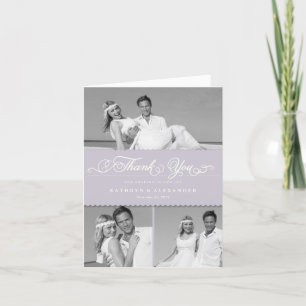 Cartão De Agradecimento Banda Lilac Scallop Roteiro 3 Foto Casamento