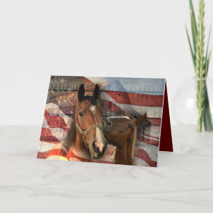 Cartão De Agradecimento Bandeira Americana do Barão Russo do Cavalo