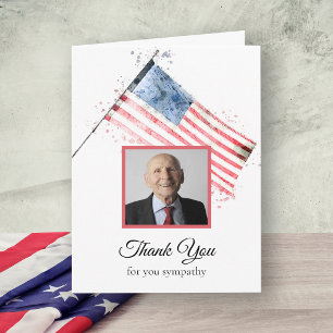Cartão De Agradecimento Bandeira Americana Funeral Memória Condolências