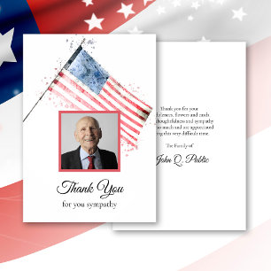 Cartão De Agradecimento Bandeira Americana Funeral Memória Simpatia Obriga
