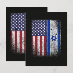Cartão De Agradecimento Bandeira Americana Israelense Israel EUA Raízes Am
