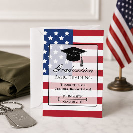 Cartão De Agradecimento Bandeira Americana Patriótica Graduação do Treinam