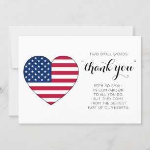 Cartão De Agradecimento Bandeira Americana Personalizada EUA Coração Mil