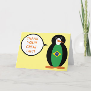 Cartão De Agradecimento Bandeira Brasileira Ms Penguin Personalizada Falan
