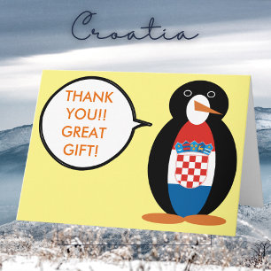 Cartão De Agradecimento Bandeira Croata Pinguim Ms Personalizado Falando 