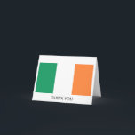 Cartão De Agradecimento Bandeira da Irlanda<br><div class="desc">Bandeira Patriótica da Irlanda.</div>