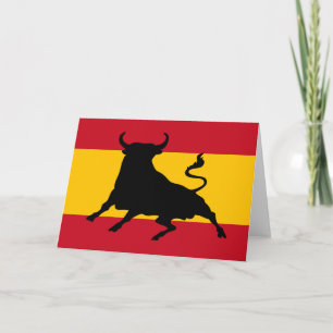 Cartão De Agradecimento Bandeira espanhola com touro